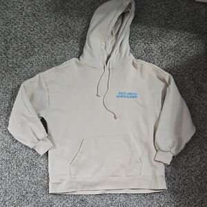 Women's Cream Hoodie with Blue Logo
